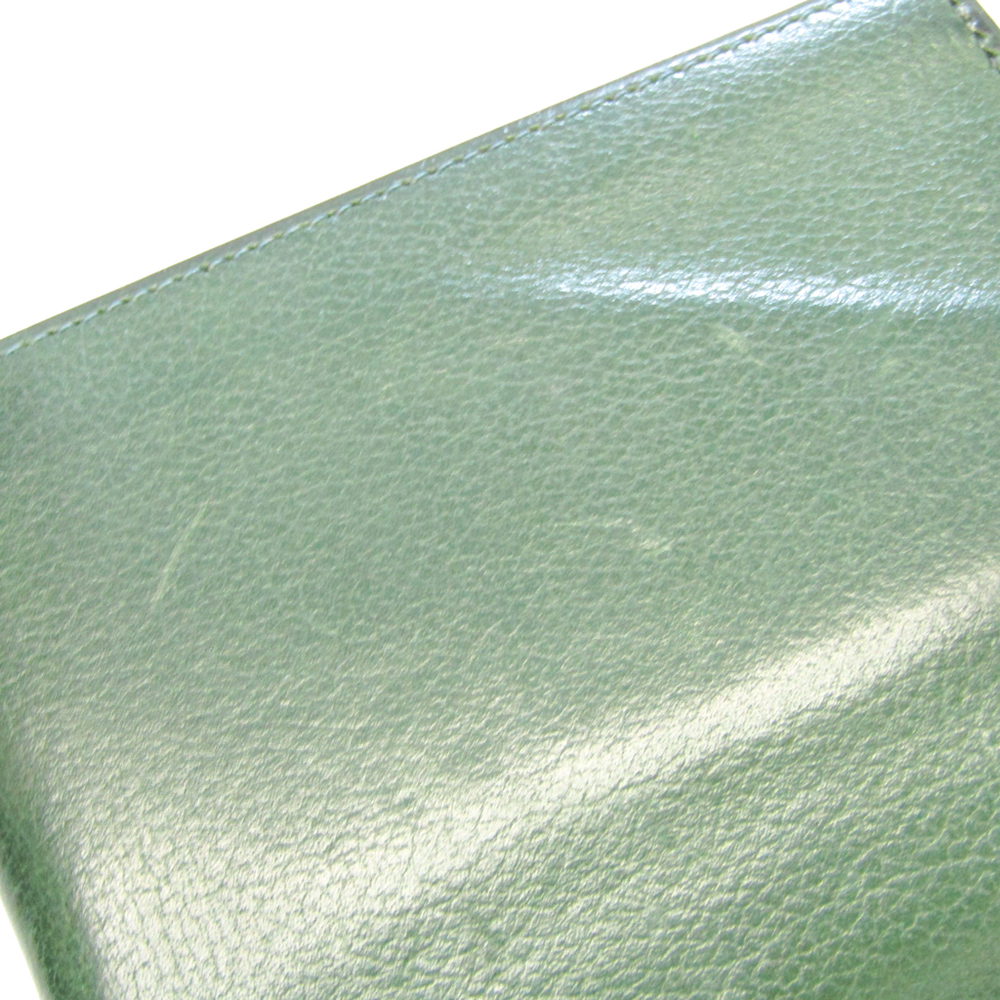 Hermes Men,Women Leather Bill Wallet (bi-fold) Dark Green