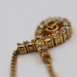 Christian Dior necklace metal rhinestone gold CD logo