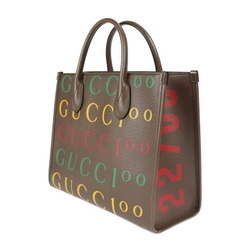 GUCCI Gucci 100th Anniversary Tote Bag 680956 Leather Brown Multicolor 2WAY Handbag Shoulder