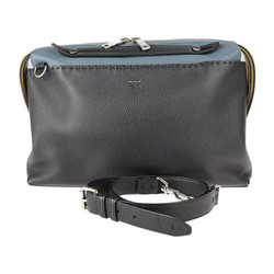 FENDI Fendi Visor Way Selleria Business Bag 7VA458 Leather Black Blue Yellow Silver Hardware 2WAY Shoulder