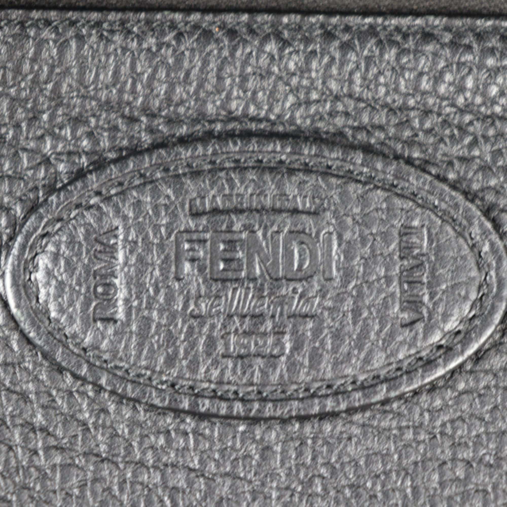 FENDI Fendi Visor Way Selleria Business Bag 7VA458 Leather Black Blue Yellow Silver Hardware 2WAY Shoulder