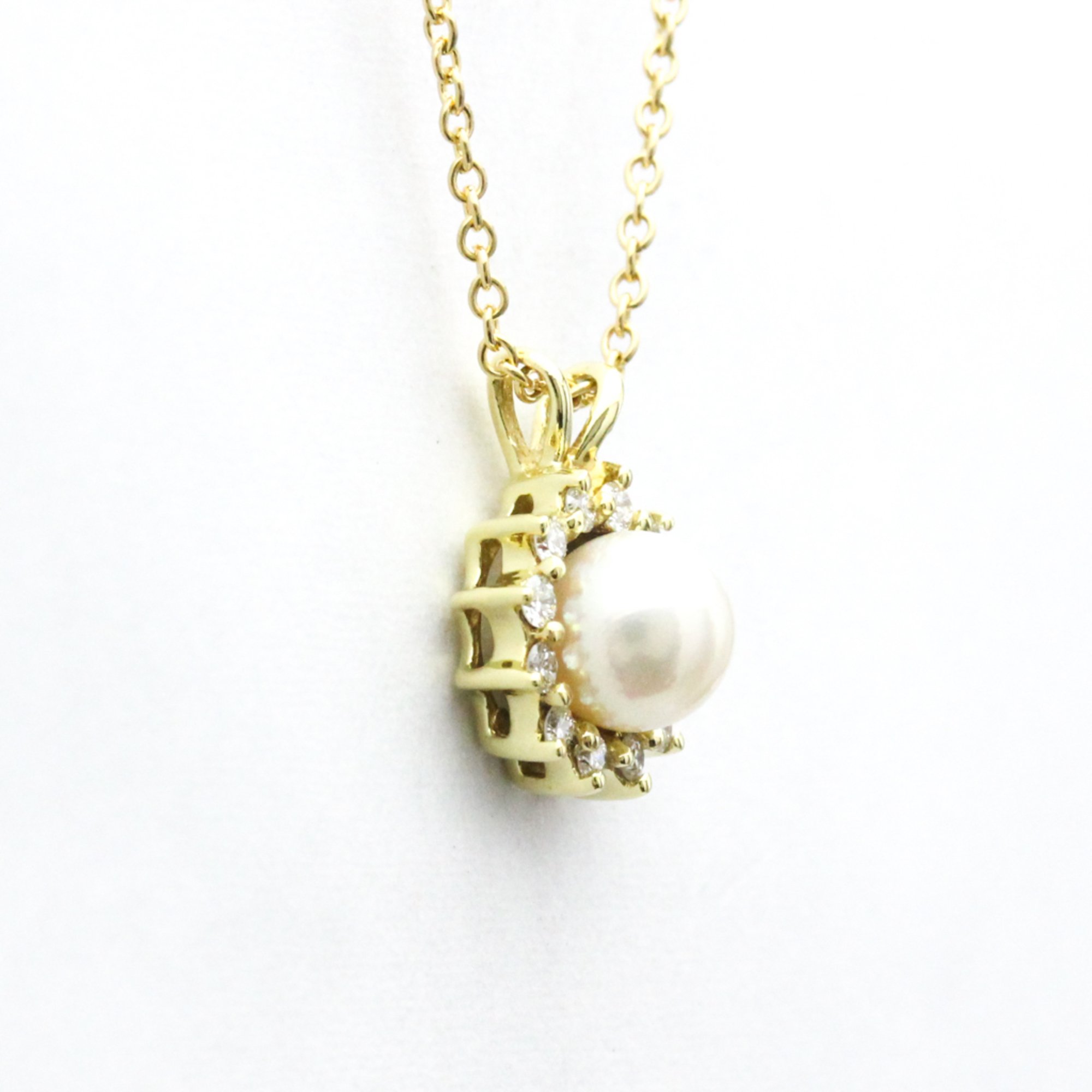 Tiffany Pearl Diamond Necklace Yellow Gold (18K) Diamond,Pearl Men,Women Fashion Pendant Necklace (Gold)