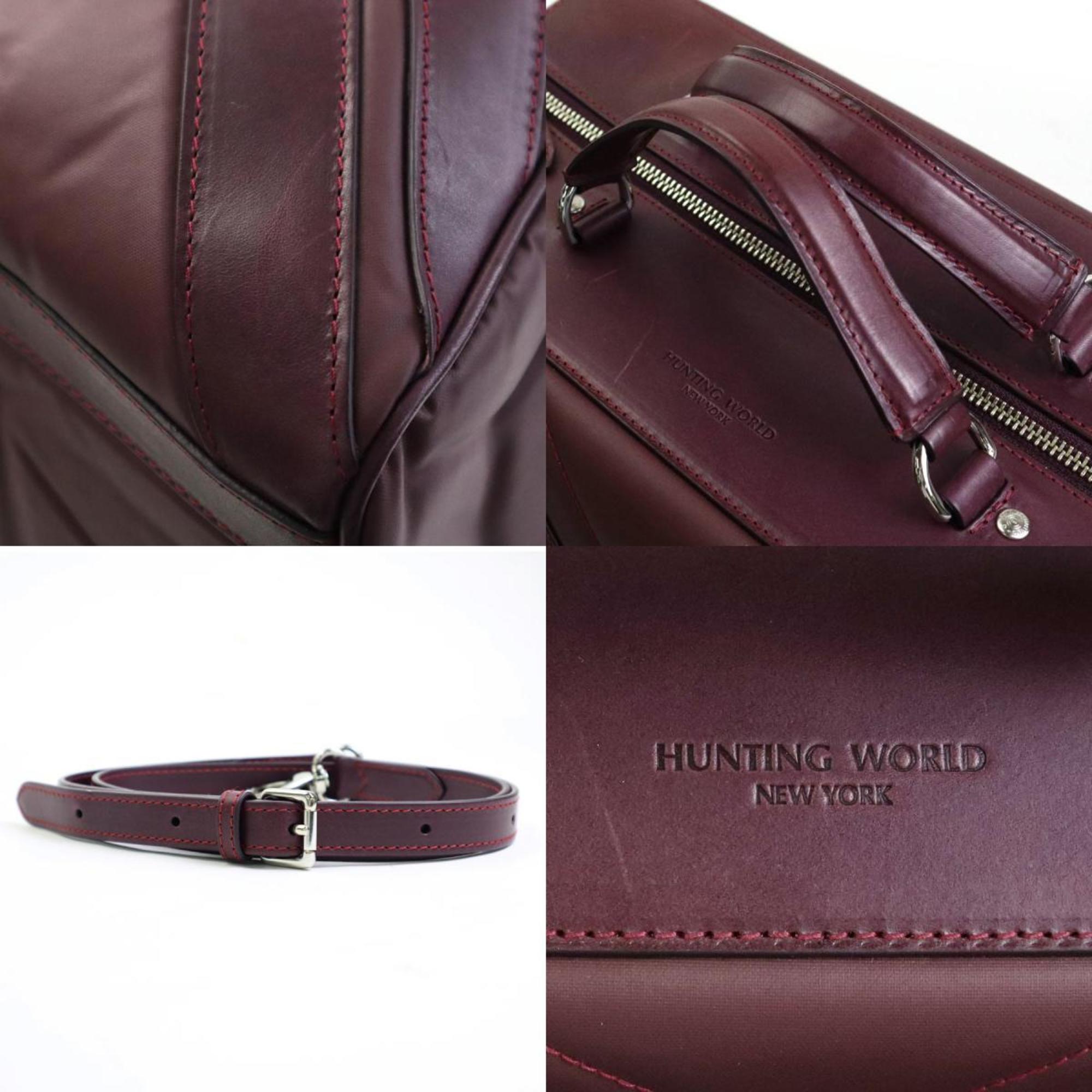 Hunting World HUNTING WORLD Handbag Shoulder Bag Batyu Cross/Leather Bordeaux Men's