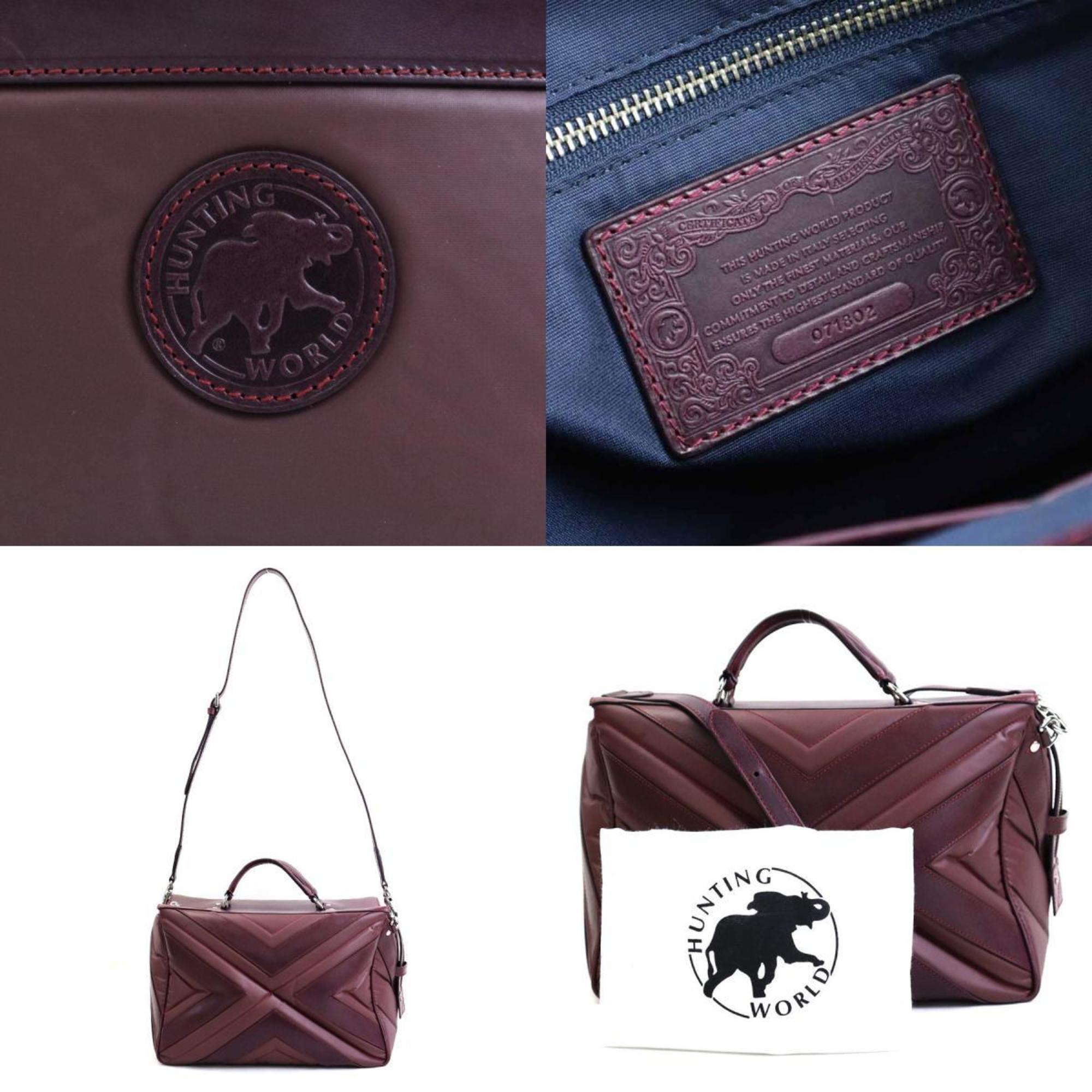 Hunting World HUNTING WORLD Handbag Shoulder Bag Batyu Cross/Leather Bordeaux Men's