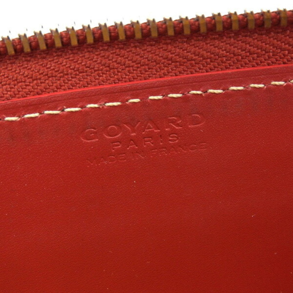 Goyard Leather Matignon Herringbone Round Long Wallet APMZIPGM Red