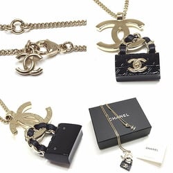 Chanel CHANEL Back Motif Pendant Necklace Metal/Resin Light Gold/Black 42/59cm B23C Cocomark Matrasse Bag Costume Jewelry