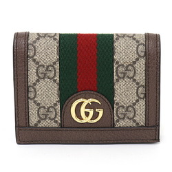 GUCCI Gucci Ophidia GG Card Case Coin & Billfold Mini Wallet Compact Bifold Supreme Canvas Leather 523155 Beige Brown Red Green Gold Hardware S Rank