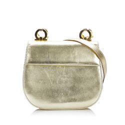 Salvatore Ferragamo Gancini Shoulder Bag P213151 Gold Leather Ladies