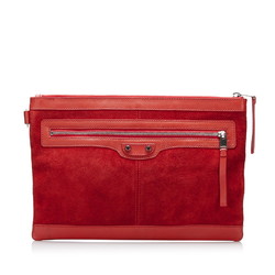 Balenciaga Classic Clip M Clutch Bag 273022 Red Suede Leather Ladies BALENCIAGA