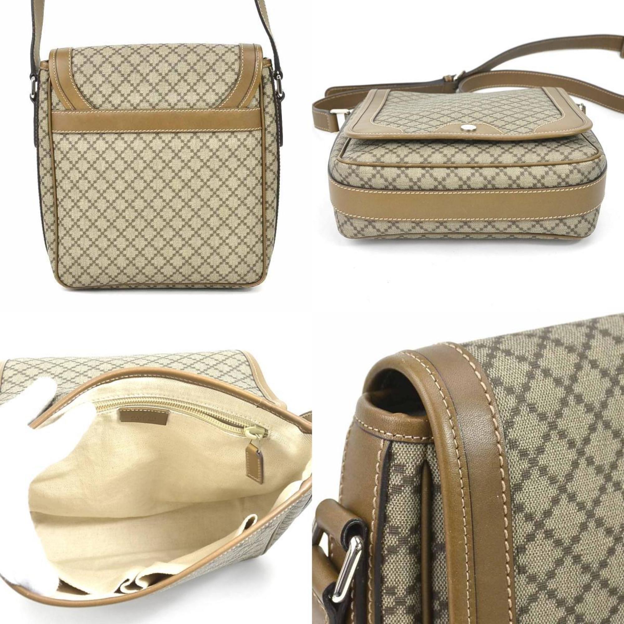 Gucci GUCCI Crossbody Shoulder Bag Diamante PVC/Leather Beige/Brown Silver Unisex 295679