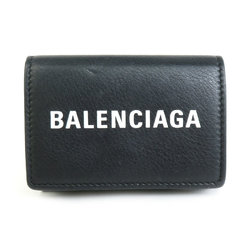 Balenciaga BALENCIAGA tri-fold wallet leather black unisex