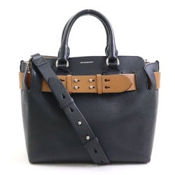 Burberry BURBERRY handbag shoulder bag medium belt leather black x light brown ladies