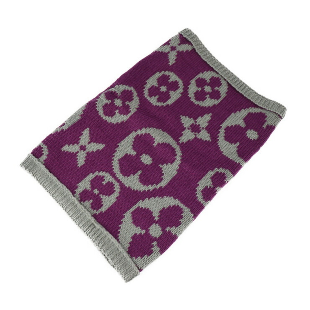 LOUIS VUITTON M72768 Monogram Snood Grand Floor neck warmer Scarf purple/gray
