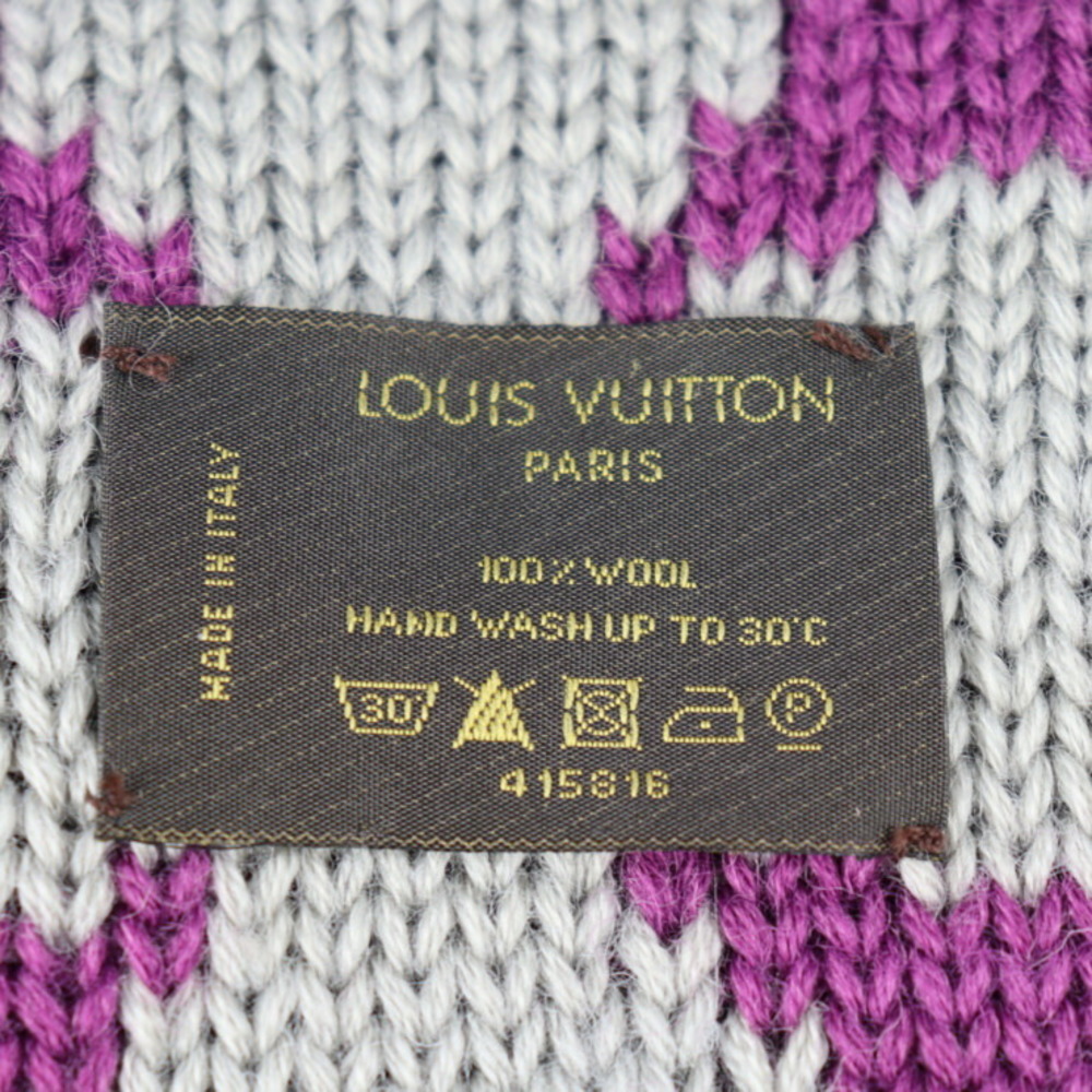 LOUIS VUITTON Louis Vuitton Snood Grand Floor Monogram Muffler M72768 Wool  100% Gray Neck Warmer
