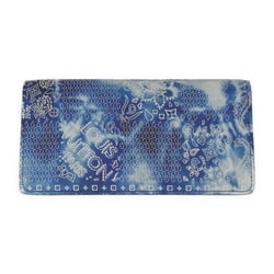 LOUIS VUITTON Louis Vuitton Portefeuille Brother Monogram Bandana Bifold Wallet M81405 Leather Blue White Long
