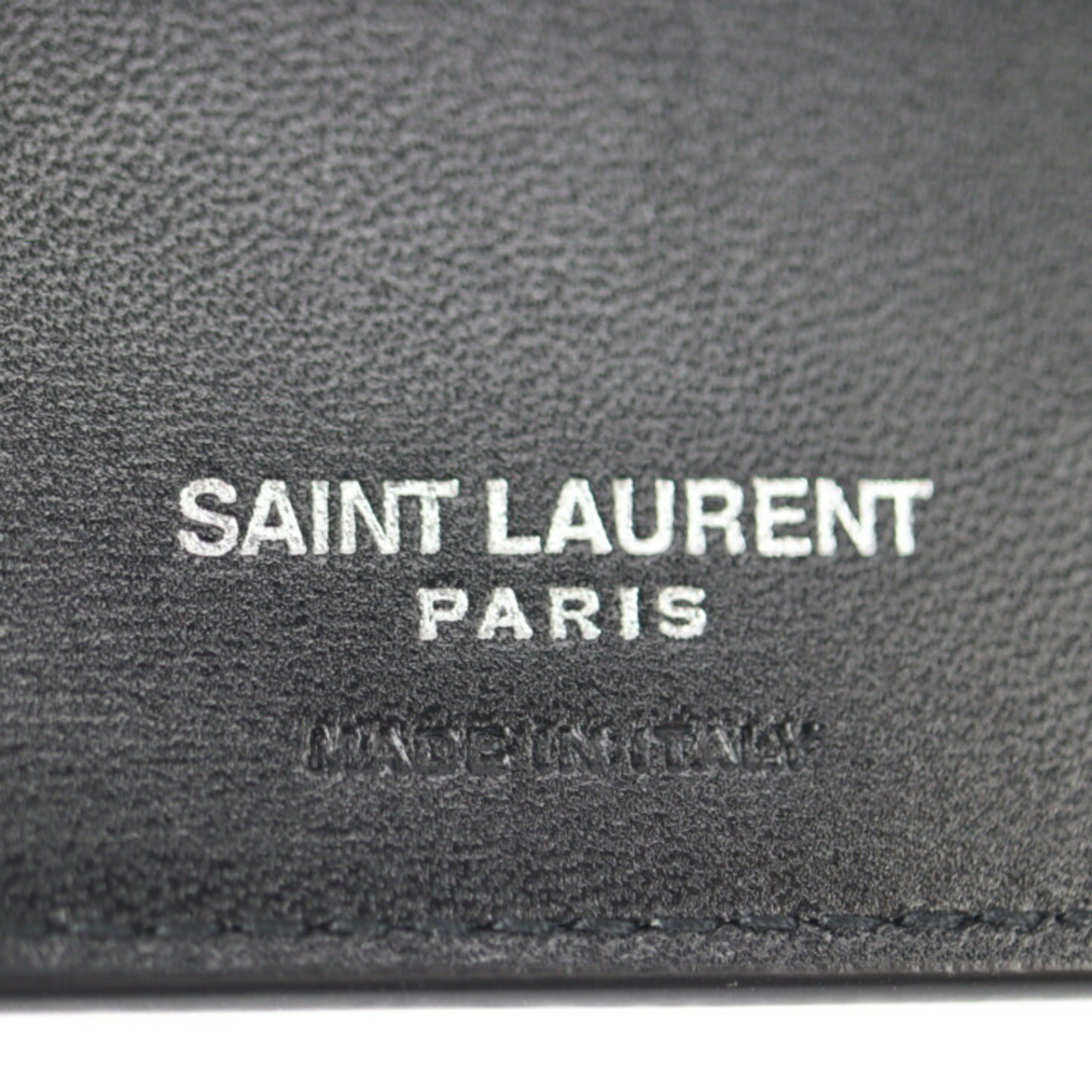 Yves Saint Laurent SAINT LAURENT PARIS Saint-Laurent Paris folio wallet 630072 calf leather NERO black silver metal fittings L-shaped fastener logo