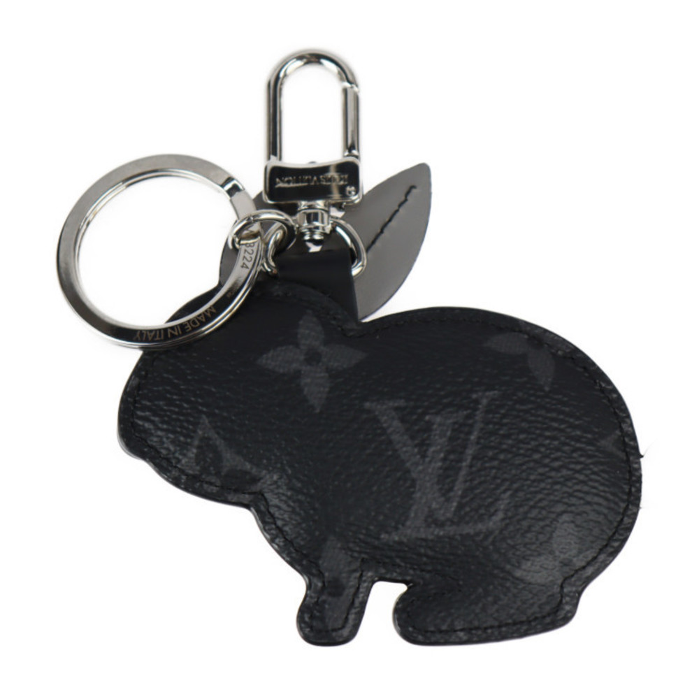 LOUIS VUITTON Louis Vuitton Portocre Animal Rabbit Keychain M63224 Monogram  Eclipse Leather Black Gray Silver Metal Fittings Key Ring Bag Charm 