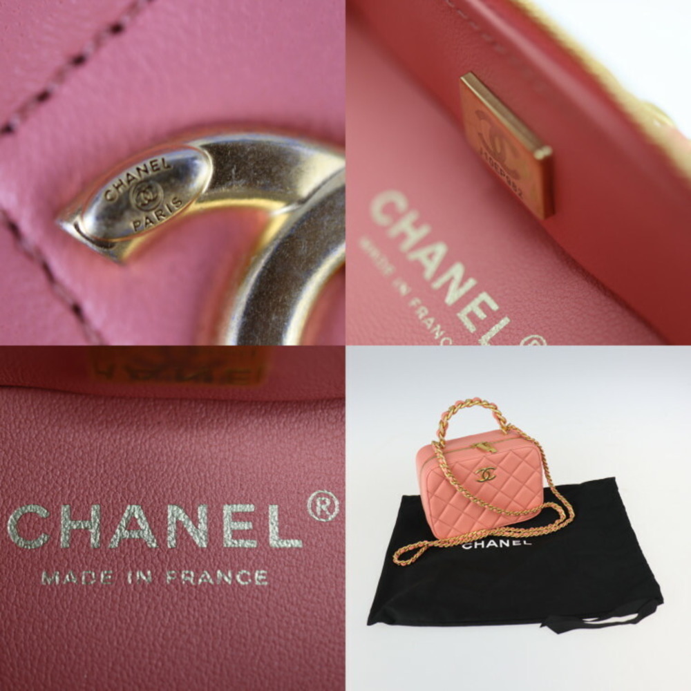 CHANEL Chanel Small Vanity Shoulder Bag AS3318 Leather Pink Series Gold  Metal Fittings Top Handle Case Matrasse Coco Mark Chain 2WAY Handbag Round  Fastener