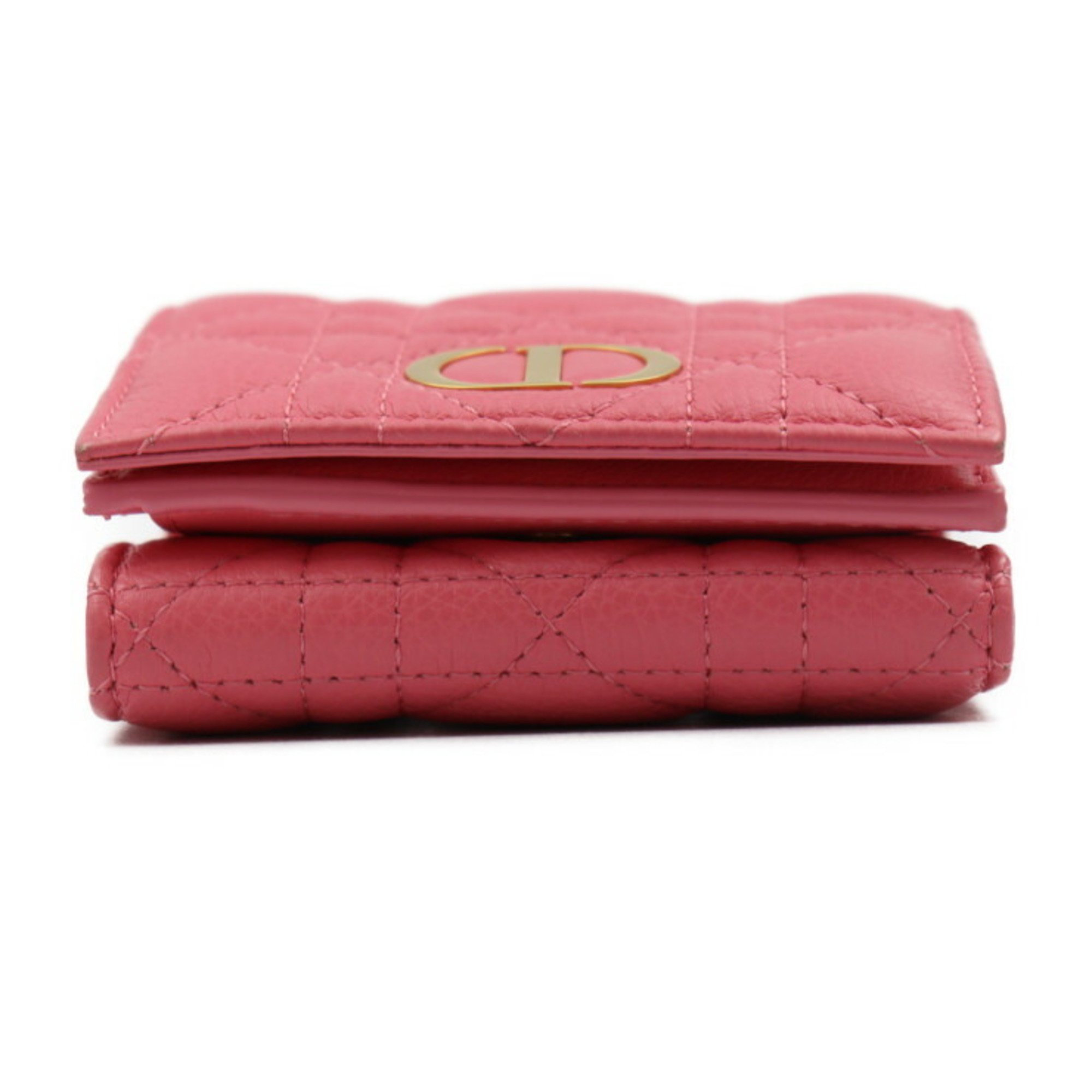 Christian Dior Caro Canage Trifold Wallet S5030UWHC Lambskin Yarrow Pink W Hook Japan Limited Color CD Logo