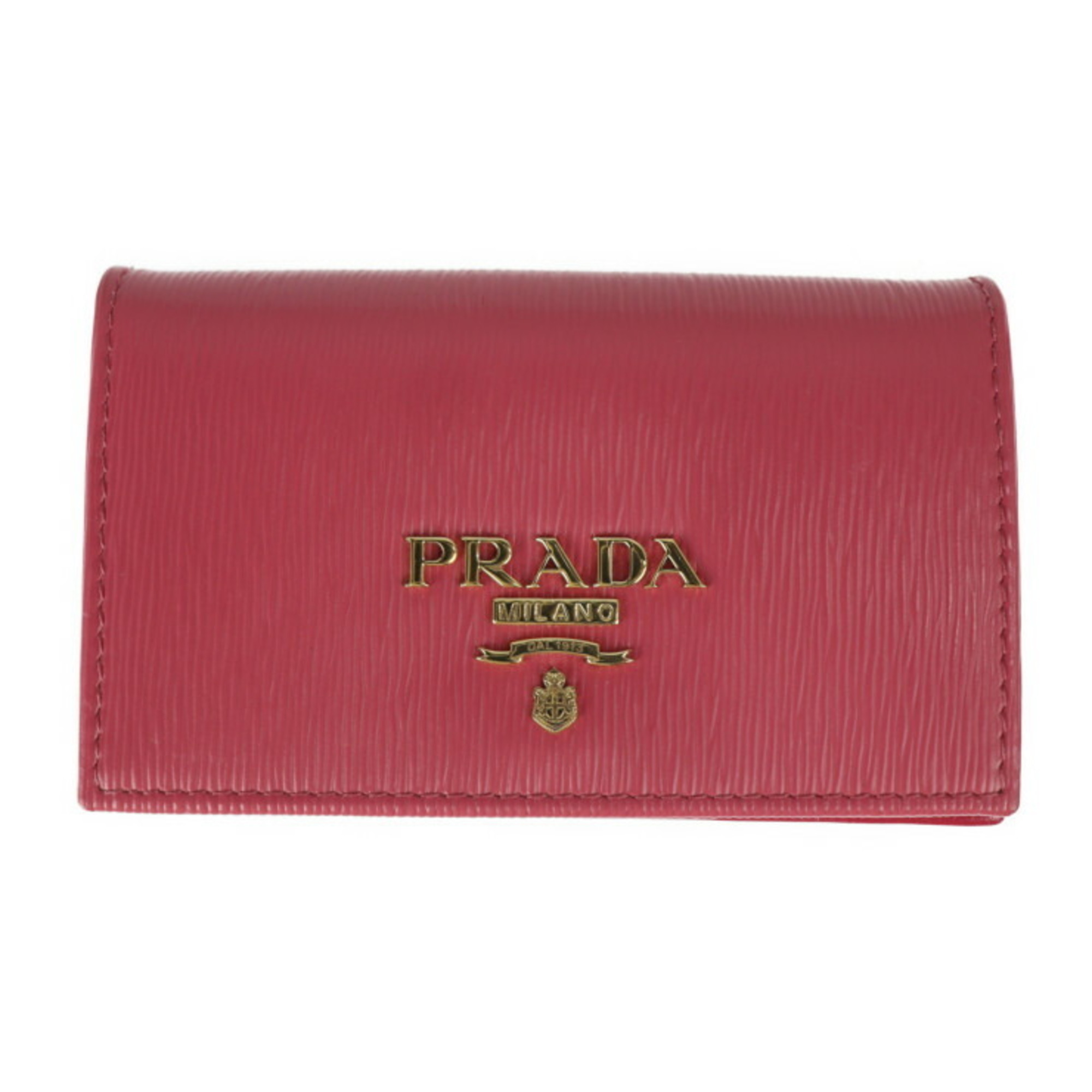 PRADA Prada card case 1MC122 VITELLO MOVE I calf leather PEONIA pink series gold metal fittings business holder