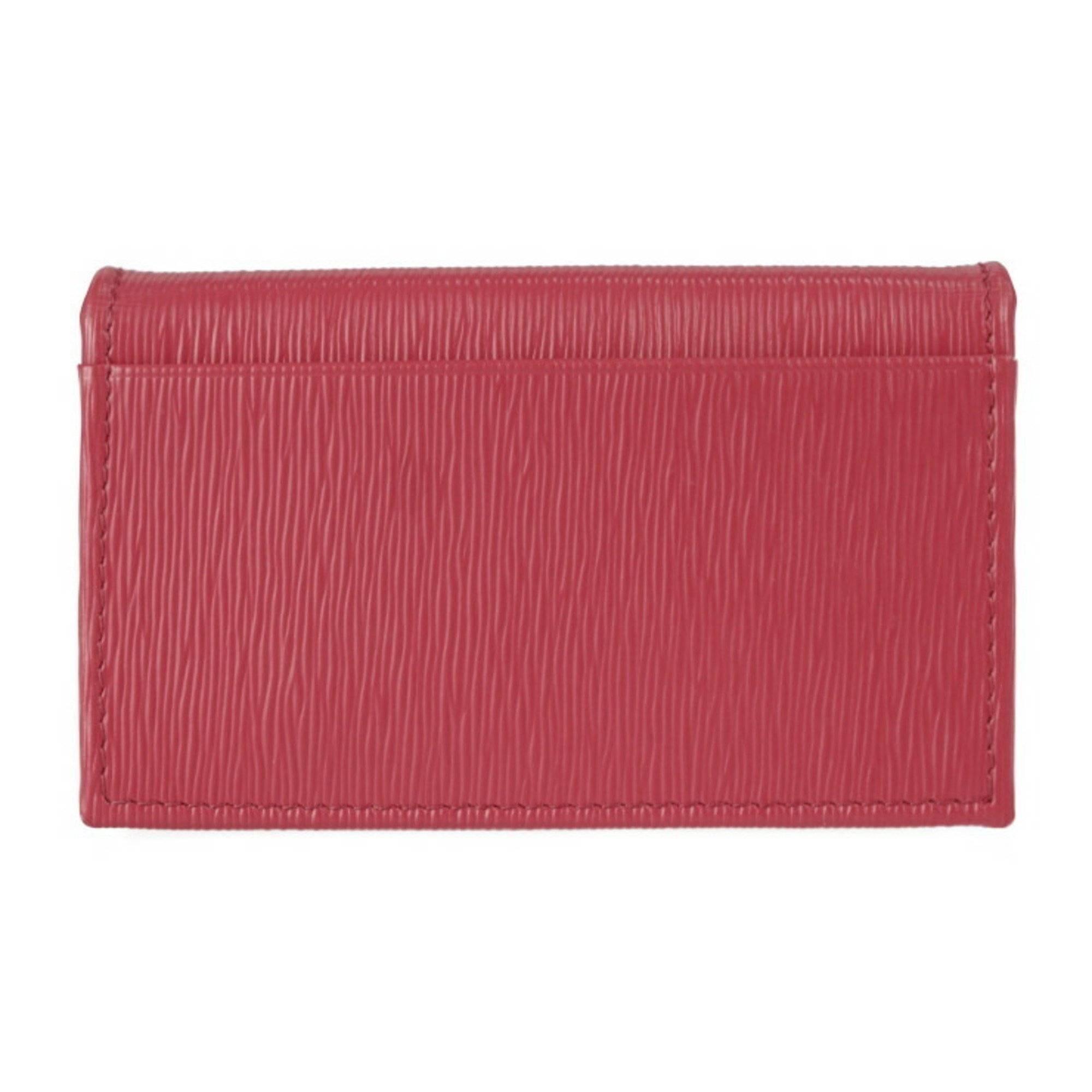 PRADA Prada card case 1MC122 VITELLO MOVE I calf leather PEONIA pink series gold metal fittings business holder