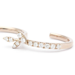 Polished TASAKI Kugel Ring Diamond Pearl 18K Pink Gold Double Finger BF560649