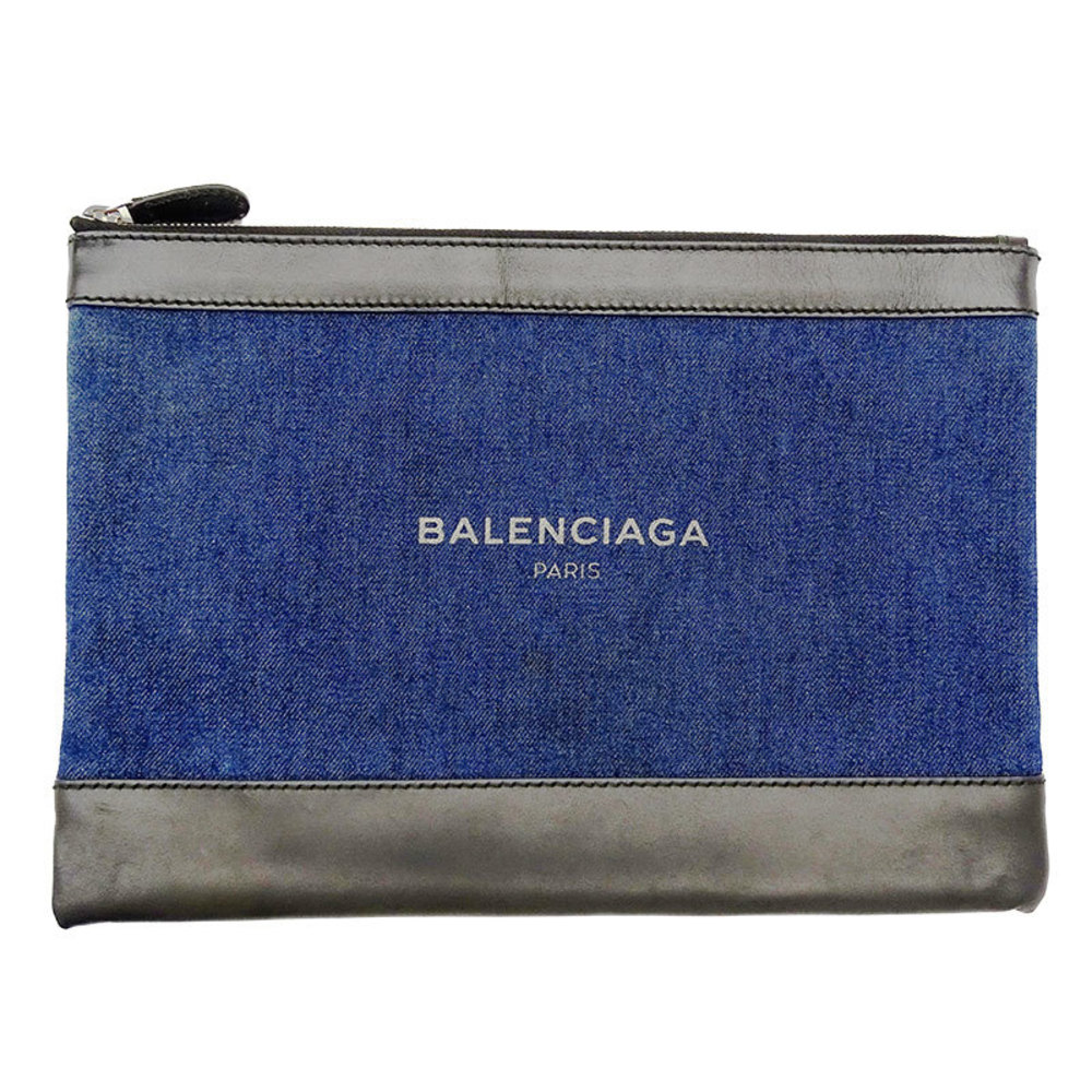 Balenciaga BALENCIAGA men's clutch bag second leather navy clip M