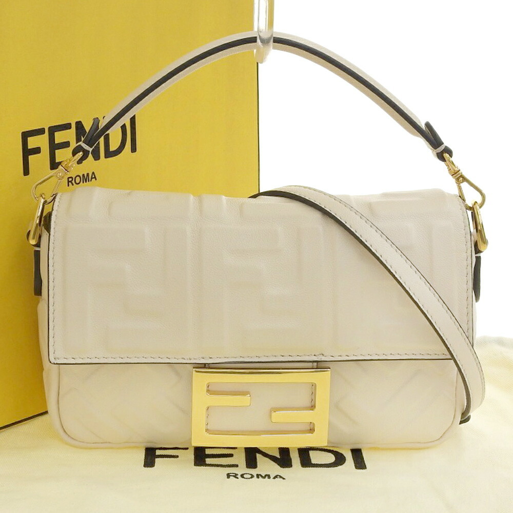 Fendi Gold FF Leather Mini Baguette Bag Fendi