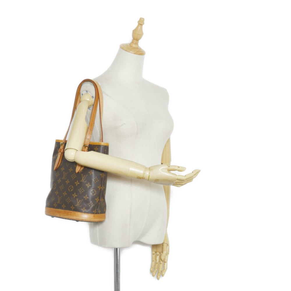 Louis Vuitton Monogram Bucket PM Tote Bag Shoulder M42238 Brown