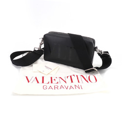 Valentino Garavani VALENTINO GARAVANI VLTN logo shoulder bag leather black  silver metal fittings Shoulder Bag