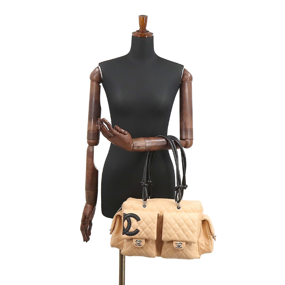 Chanel CHANEL cambon line multi-pocket shoulder bag leather beige black  A25173 vintage Cambon Line Bag