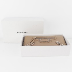 BALENCIAGA Balenciaga Classic Continental Zip 390187 Goatskin Beige Women's Long Wallet