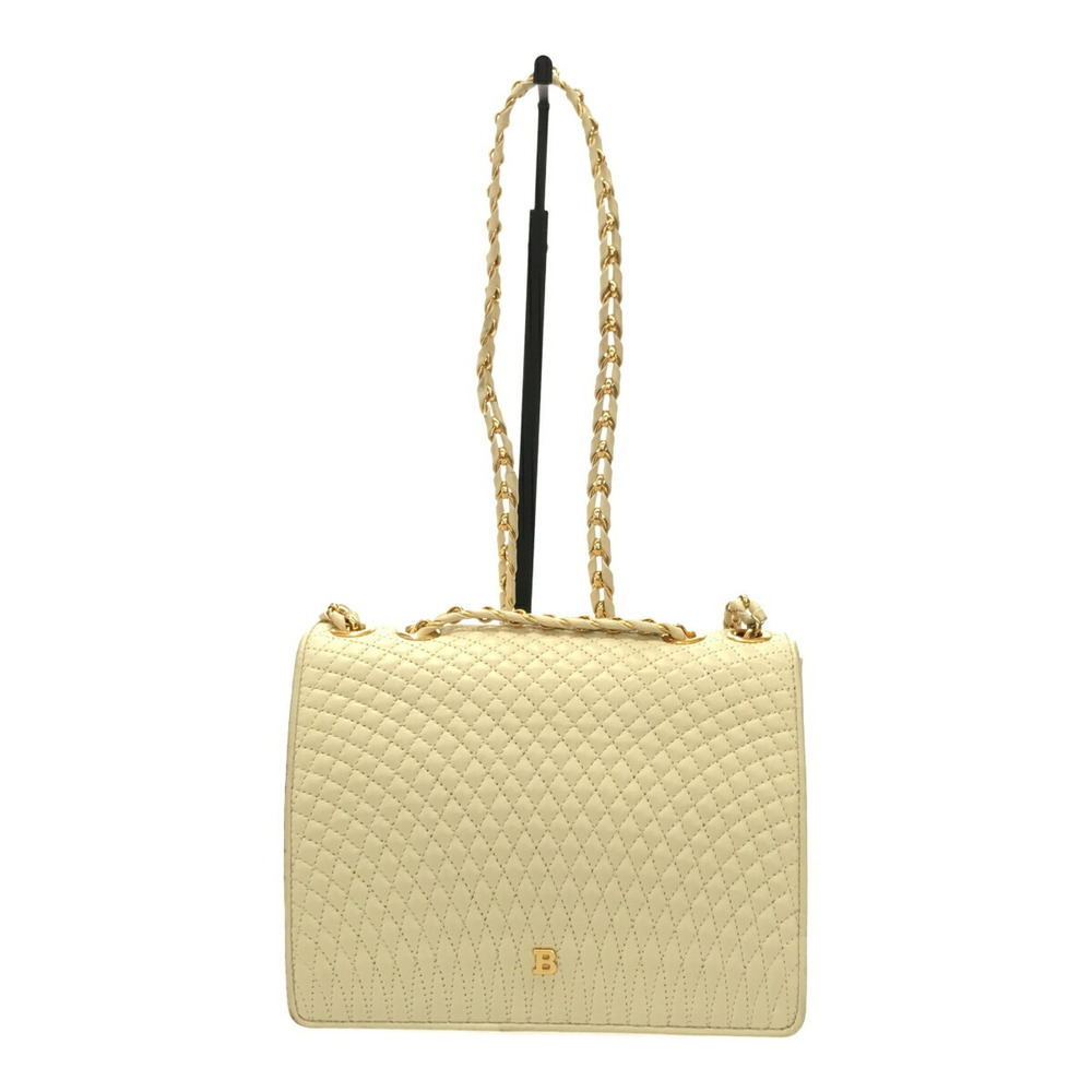 BALLY Barry chain shoulder bag quilted leather white gold hardware ladies