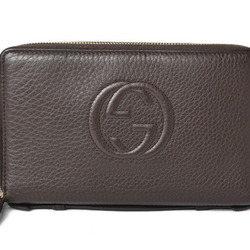 Gucci Travel Case Wallet Clutch Pouch Men's GUCCI Multi Round Zipper Soho Dark Brown 336286
