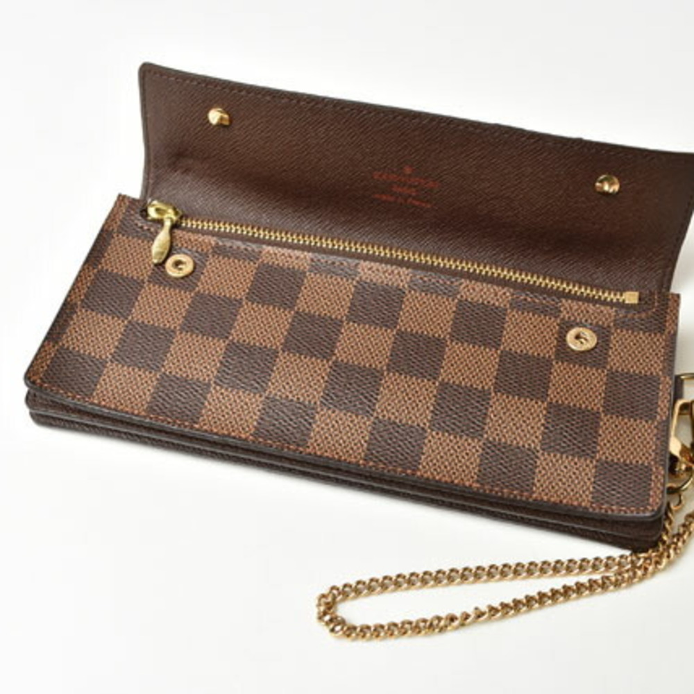 Louis Vuitton Portefeuille Accordeon Wallet On Chain In Damier Ebene