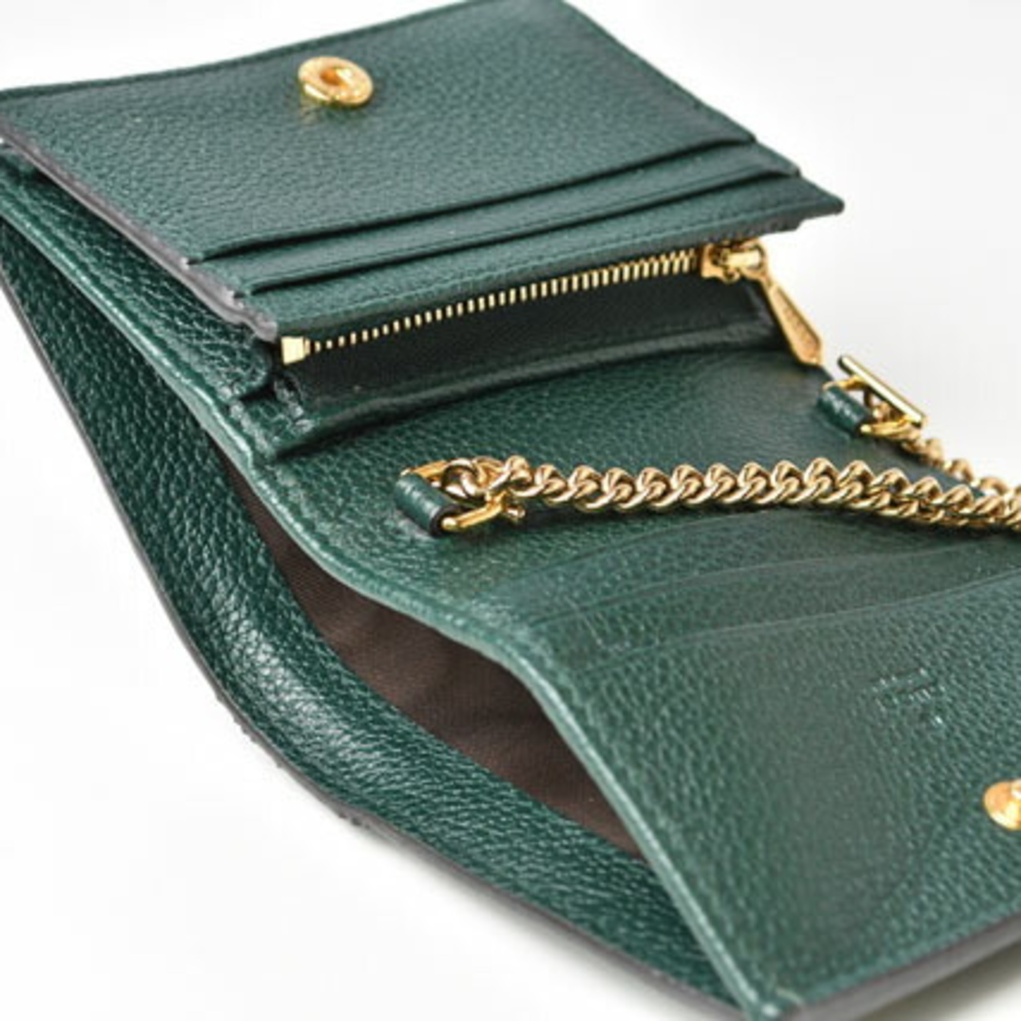 Gucci Chain Wallet GUCCI Folding 570660 Zumi Dark Green