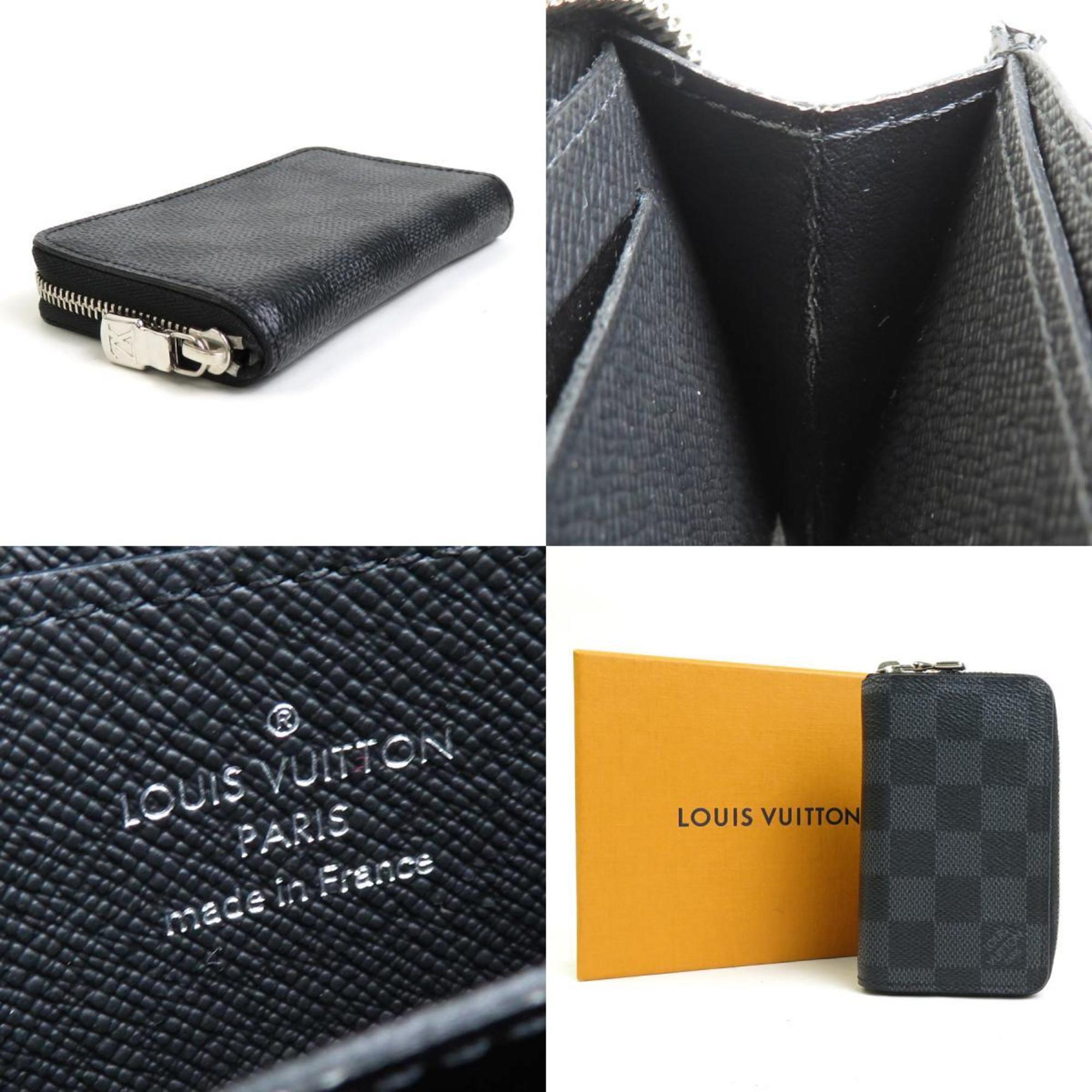 Louis Vuitton LOUIS VUITTON Coin Case Damier Graphite Zippy Purse/Damier Black Men's N63076