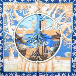 Hermes HERMES Scarf Carre 90 Au Son du Tam According to the sound of silk blue system unisex