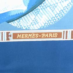 Hermes HERMES Scarf Carre 90 Au Son du Tam According to the sound of silk blue system unisex