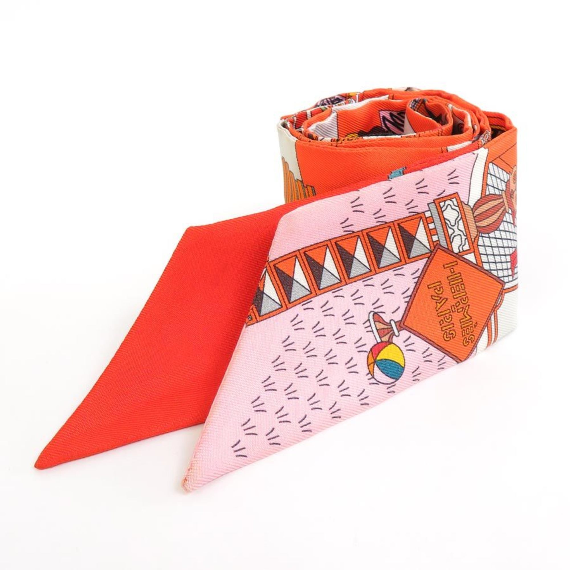 Hermes HERMES Scarf Twilly Silk Orange Unisex