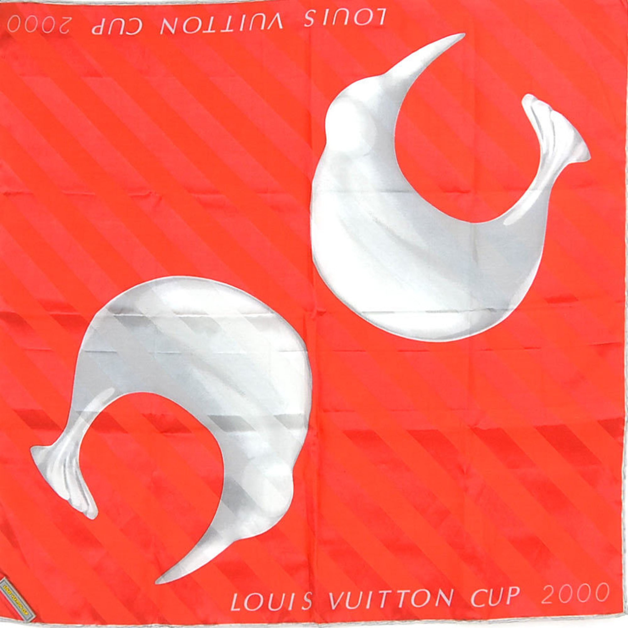 Louis Vuitton LOUIS VUITTON scarf CUP 2000 silk/cotton red/gray unisex