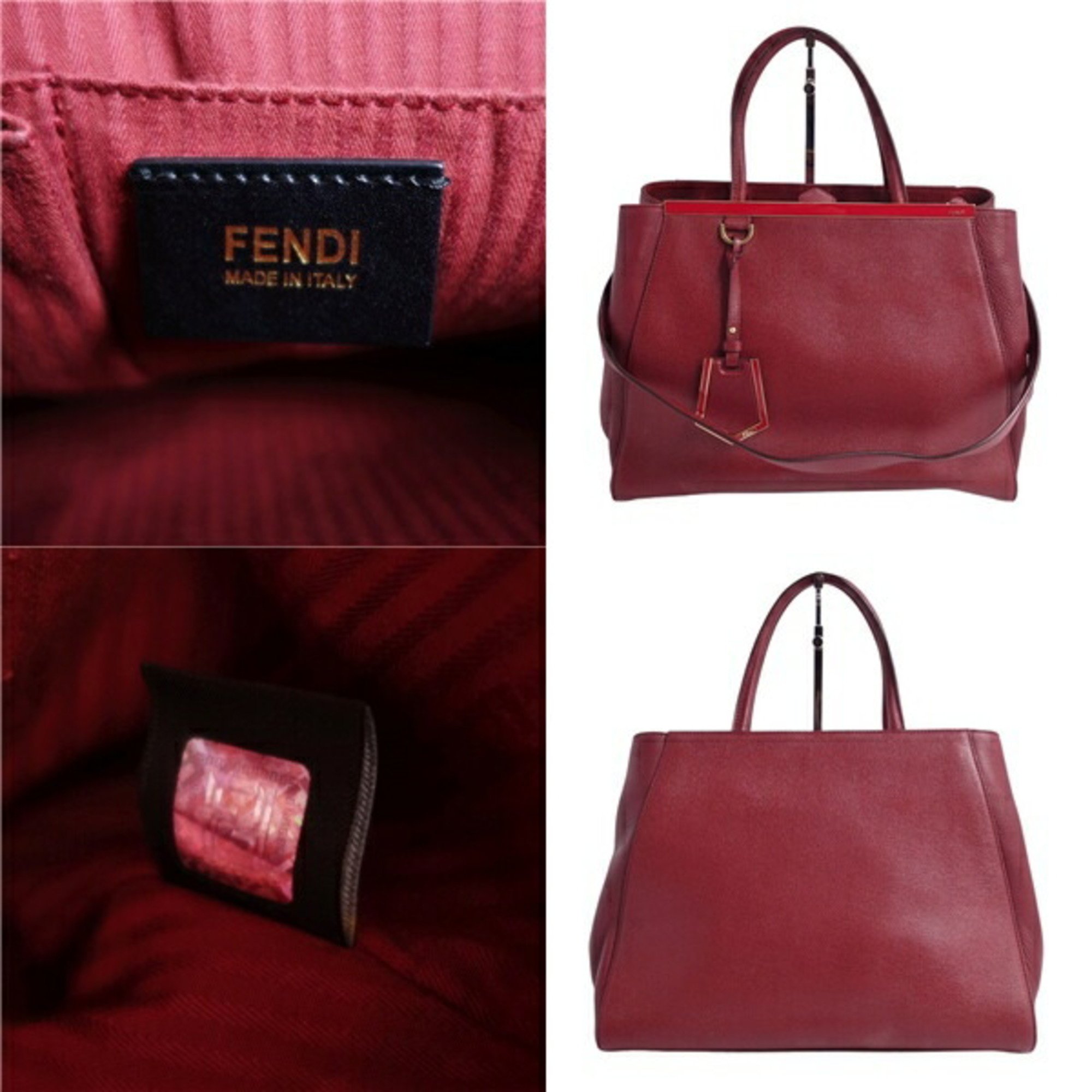 Fendi FENDI bag 2 JOURS toe Jour 2way handbag shoulder calf leather ladies red