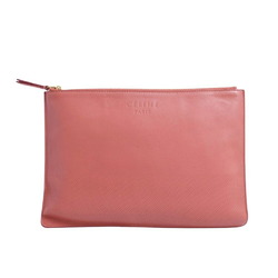 Celine CELINE Bag Clutch Phoebe Period Pouch Calf Leather Women's Pink