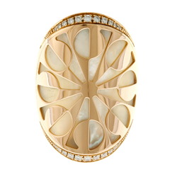 Bvlgari Intarsio Ring No. 13.5 K18 Pink Gold Shell Women's
