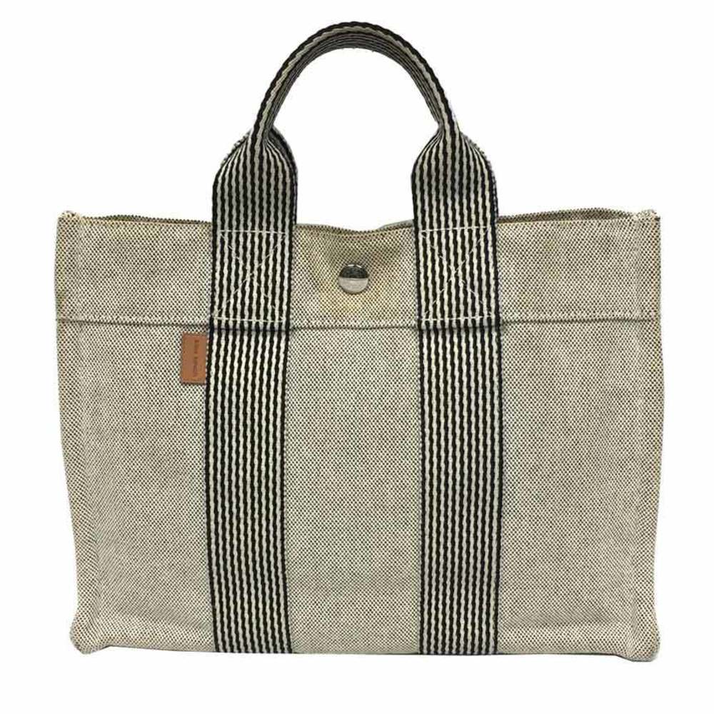 HERMES New Four Toe PM Tote Bag Handbag Canvas Gray