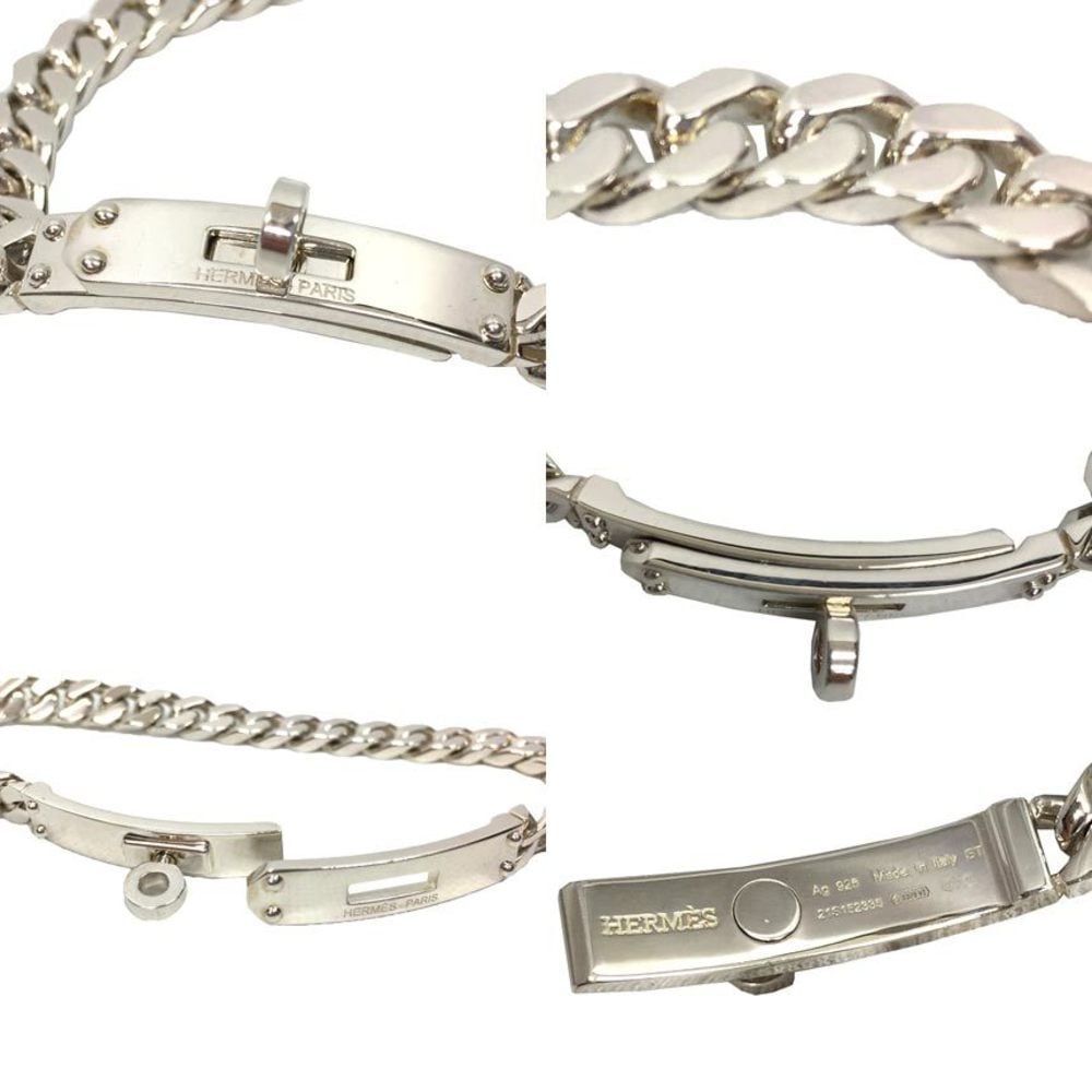 HERMES Bracelet Kelly Gourmette SH SV925 Silver Authentic Full Set