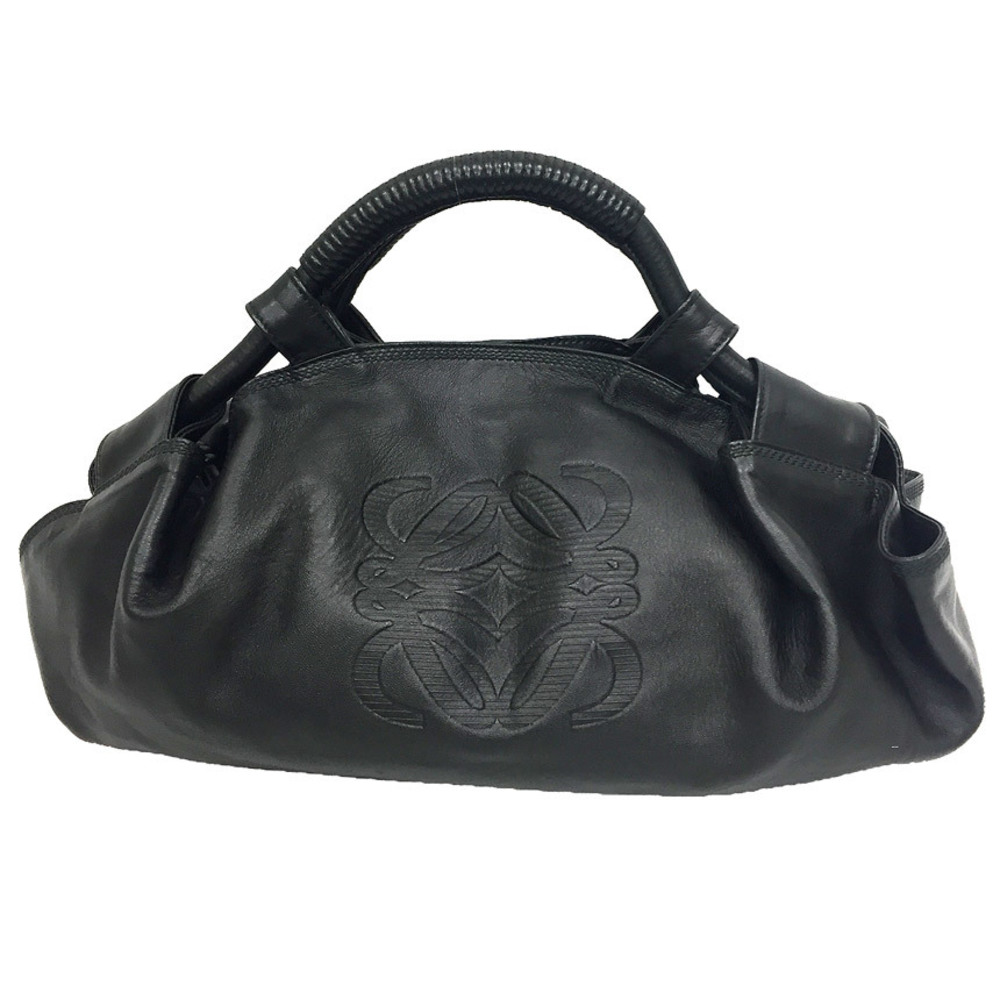 LOEWE Nappa Aire Handbag Leather Metallic Black Women Bag Genuine Leather