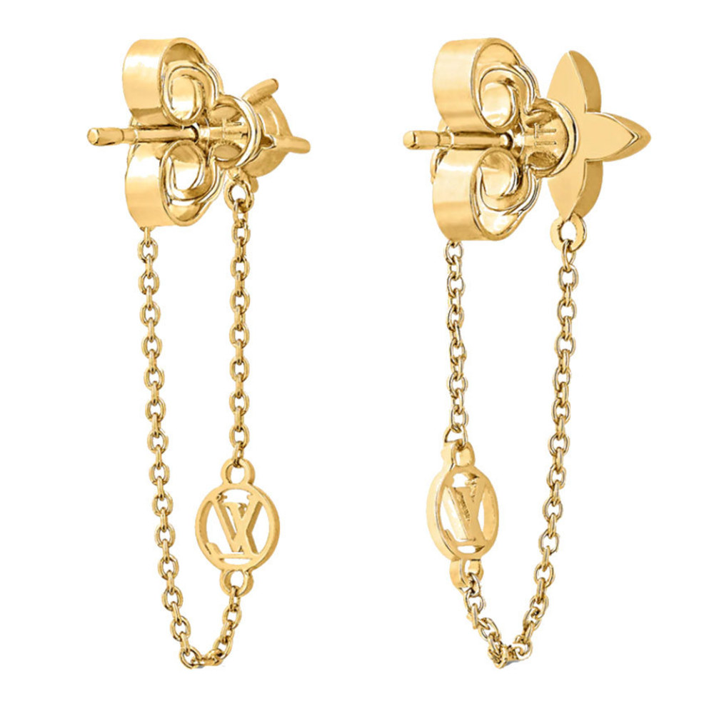 Louis Vuitton, Jewelry, Louis Vuitton Bookreille Petit Earrings M0390  Metal Rhinestone Gold Monogram Fl