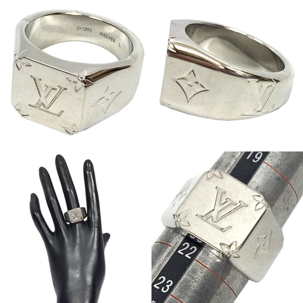 LOUIS VUITTON M62488 Signet Ring Monogram Accessories Ring Metal Silver