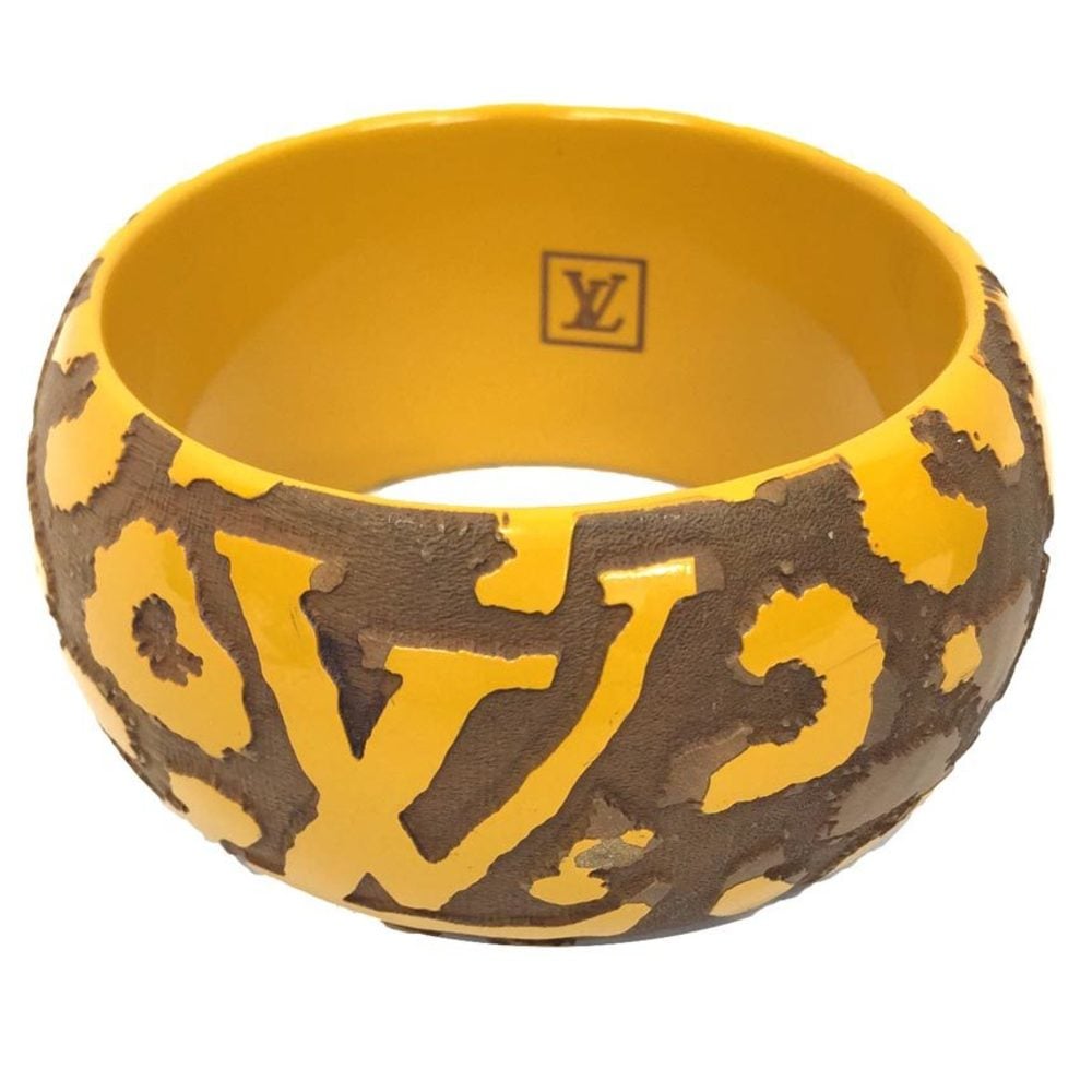 LOUIS VUITTON Louis Vuitton wood bangle bracelet brassle Leo monogram  M65929 yellow x brown